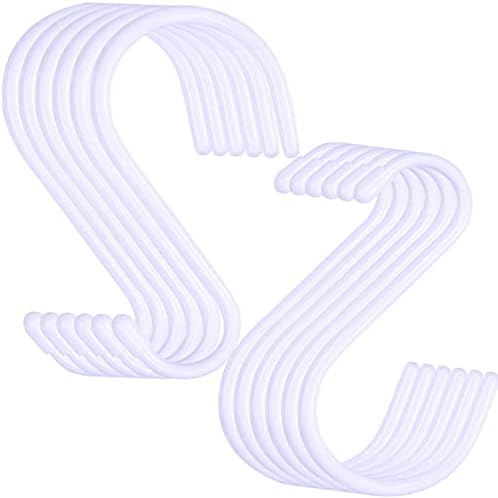 DINGEE 6 Inch Large White Heavy Duty S Hooks, 12 Pack, 7mm Thick Vinyl Coated, Non Slip Sturdy Metal S Hooks for Hanging Plants, Close, Bird Feeders, Large Objects, Tools, Bikes by DINGEEUtilityHook