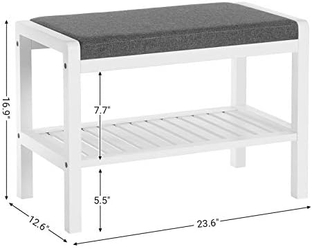SONGMICS Shoe Rack Bench, Padded Seat, Storage Shelf, Holds Up to 350 lb - Image 3