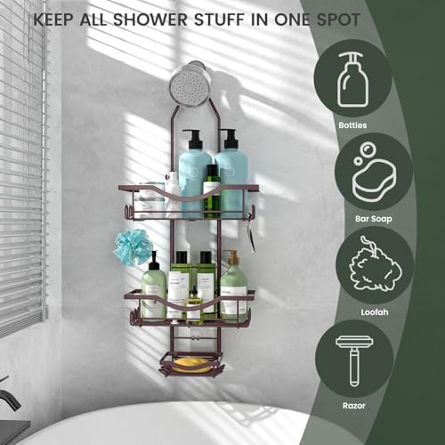 REINHARDT Adjustable Shower Caddy Hanging Over Shower Head, Bronze - Image 7
