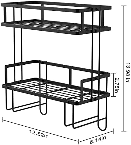 FLOLXNB Over The Toilet Storage Shelf, 2-Tier Bathroom Storage Organizer Upgrade Punch-Free Toliet Storage Shelf, Home Storage Rack with Hooks Shelf,Black - Image 2