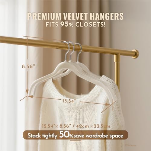Sishynio Velvet Hangers 30 Pack, Slim Flocked Clothes Hangers Beige - Image 5
