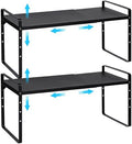 Set of 2 Expandable Cabinet Shelf Organizer, Stackable Kitchen Countertop Shelves Spice Racks, Small Metal Storage Shelf For Cupboard Counter Tabletop, 30 LBS Heavy Duty, Adjustable, 13.8" to 21.6" by X-cosrack