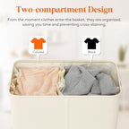 Lifewit Double Laundry Hamper with Lid, Removable Laundry Bags, Ivory White - Image 4