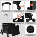 FELICON SELORSS Folding Utility Climber Cart Portable Rolling Crate-Black - Image 2