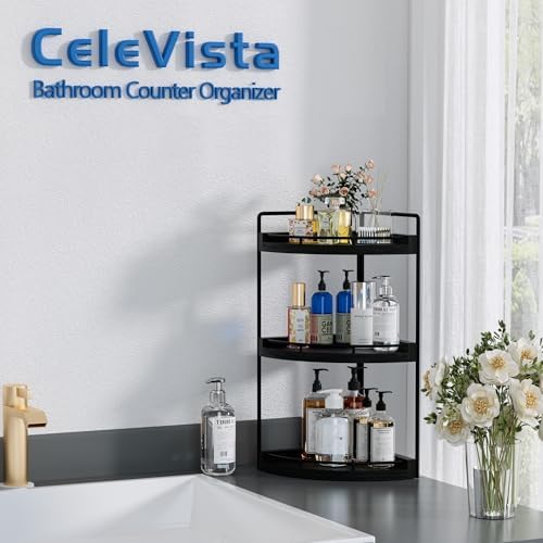 Corner Bathroom Counter Organizer, 3 Tier Bathroom Sink Shelf - Image 2
