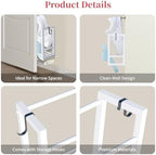 2 Pack Wall Mounted Shoe Rack for Narrow Spaces, Hanging Shoe Rack Holds 16 Pairs, 17"-30"Adjustable Heavy Duty Wall Shoe Storage with 4 Storage Hooks, Space Saving for Closet Entryway Door, White - Image 6