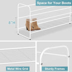 AOODA Long 3 Tier Metal Shoe Rack for Closet Wide Stackable Shoe Storage Organizer for Entryway, Bedroom, Floor, 24-Pairs Men Sneakers Boot Shelf with Wire Grid, White - Image 6