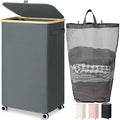 Goodpick 100L Large Rolling Laundry Basket with Wheels and Lid, Gray by Goodpick