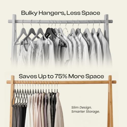 Utopia Home Velvet Hangers, Grey, 50 Pack | Luxury Non-Slip Slim Pant & Coat Hangers | Strong Space-Saving Clothes Hangers | 360° Swivel Hook - Image 5