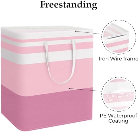 StorageRight Laundry Basket Hamper, 100L Collapsible Clothes Storage, Pink - Image 3