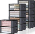HomeHacks 10-Pack Clothes Organizer Storage Bags, 35L Storage Bins, Gray | Foldable Storage Box Container with Zippers, Clear Window, Reinforced Handles for Closet, Dorm, Pillows, Bedding, Sweater by HomeHacks