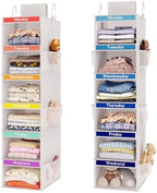 Fixwal Weekly Kids Clothes Organizer 2 Pack 6-Shelf Hanging Storage | Nonwoven Fabric, 6 Daily Shelves, 6 Mesh Side Pockets, 2 Metal Hooks, Foldable Design, for Kids Outfits and Accessories by Fixwal