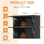 Metal Garage Wall Cabinet with Up-Flip Door, Black Float Tool Cabenit with 2 Doors,Upper Storage Cabinets with Pegboard for Kitchen,Garage,Workshop,Warehouse (25.6" H,Black) - Image 3