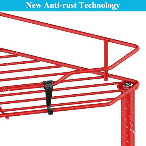 HuggieGems Metal Floor Standing Corner Shower Caddy, Red, 3 Tier - Image 3