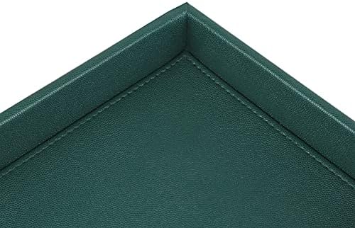 HofferRuffer Faux Leather Decorative Tray, Elegant Desktop Storage Organizer, Decorative Catchall Perfume Tray, Nightstand or Dresser Vanity Tray Organizer, 10.2 x 8.4 x 1.8 inches (Dark Green) - Image 7