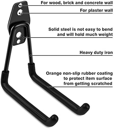 Garage Hooks Heavy Duty 14 Pack, Steel Garage Storage Hooks, Tool Hangers for Garage Wall Utility Wall Mount Garage Hooks and Hangers with Anti-slip Coating for Garden Tools, Ladders, Bulky Items - Image 3