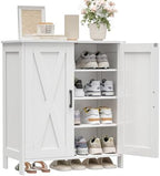 Homleke Farmhouse Shoe Cabinet with 2 Barn Doors & Wood Legs - Image 7