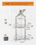 ODesign 2 Tier Shower Caddy for Handheld Shower Heads Anti-Swing Silver - Image 2