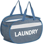 Collapsible Laundry Baskets, Foldable Laundry Basket with Dual Handles, Tear-proof Dirty Clothes Hampers for Laundry, Easy to Carry Pop Up Hamper for Bedroom, Bathroom, Dorm, Laundry Room Blue by Bemkoo
