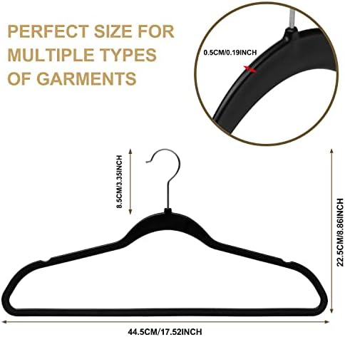 Quality Hangers 50 Pack Plastic Hangers for Clothes - Slim Non-Velvet Hangers with 360° Swivel Chrome Hook & Non Slip Notches - Ideal for Dresses Coats Shirts Jackets & More - Black - Image 2