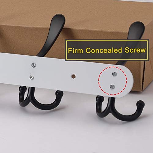 Dseap Coat Rack Wall Mount - 29.5” Long 8-Tri-Hooks Heavy Duty Coat Hanger Rail Wall Hooks for Hanging Coats Hats Clothing Clothes Purse Mudroom Entryway, White & Black - Image 5