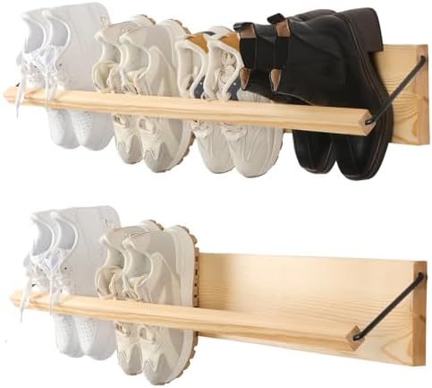 Mifoci 2 Pcs Wall Mounted Shoe Rack Storage Wooden, 39.37'' Long by Mifoci