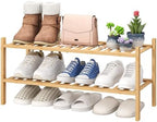 viewcare 2-Tier Bamboo Shoe Rack for Entryway, Bamboo Wood Shoe Organizer for Hallway Closet, Free Standing Shoe Racks for Indoor Outdoor by VIEWCARE