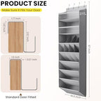 Mefirt 16-20 Pairs Over the Door Shoe Organizer, Clear Pockets Shoe Rack for Closet Door, Hanging Shoe Rack for Boots, Behind the Door Shoe Holder Fit All the Family's Sneakers, Boots, Heels, Grey - Image 6