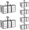 6 Pack-Extra Large Heavy Duty Moving Bags - Waterproof Storage Totes with Handles & Zippers, Foldable for College Dorm, Storage (Clear) by Unknown