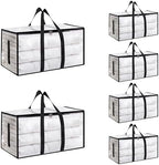 6 Pack-Extra Large Heavy Duty Moving Bags - Waterproof Storage Totes with Handles & Zippers, Foldable for College Dorm, Storage (Clear) by Unknown