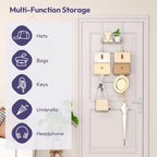 SWTYMIKI Over the Door Purse Organizer - Wall Mounted Handbag Organizer with 10 Hooks and Metal Basket, Hanging Purse Storage Rack Holds up to 10 Bags, Bag Rack Can Use As 1/2 Part, for Door, Closet - Image 2
