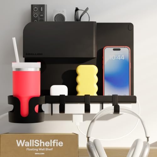WallShelfie Bedside Wall Organizer & Dorm Decor for Dorm Room - 2.0, Black by Smallish