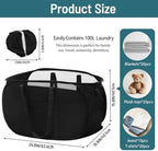 100L Collapsible Laundry Baskets, Tear Proof Pop Up Laundry Hamper with Dual Handles, Large Foldable Laundry Basket, Easy to Carry Laundry Hamper for Home, Laundry Room, Bedroom, Dorm, Travel Black - Image 4
