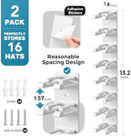 Hat Organizer for Baseball Caps Wall, 2 Pack Hat Holder for Closet Door Hold up to 16 Hats,Hat Hook with Adhesive and 8 Screws, Hat Hanger Cap Holder Hat Hangers for Wall Closet Door Bedroom(A-White) - Image 6