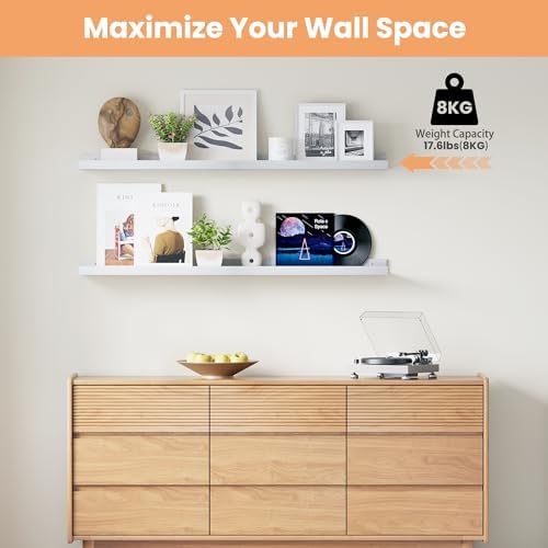 upsimples Floating Shelves for Wall Decor and Storage, White, 6Pcs 47.3'' - Image 4