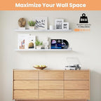 upsimples Floating Shelves for Wall Decor and Storage, White, 6Pcs 47.3'' - Image 4