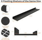 upsimples Floating Shelves for Wall Decor and Storage, Black, 6Pcs 35.5'' - Image 3