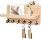 Key Holder for Wall, Mail Organizer Wall Mount with 6 Hooks Wooden Hanging Key Rack for Home Decor, Hallway, Entryway (Wood Color) by Unknown