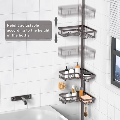 KEGII 4-Tier Corner Shower Caddy Tension Pole, Bathroom Shelf, Bronze - Image 2