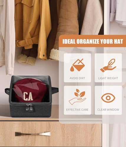Livelab Hat Organizer for Baseball Caps, Hat Storage Boxes, Black 2Pcs - Image 5