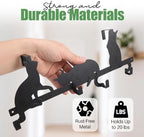 Evelots Over The Door 4 Hook Towel/Coat Rack Hanger Organizer, Kitty Cat Design-Easy No Tool Installation-Black Iron-Holds 20 lbs. - Image 5