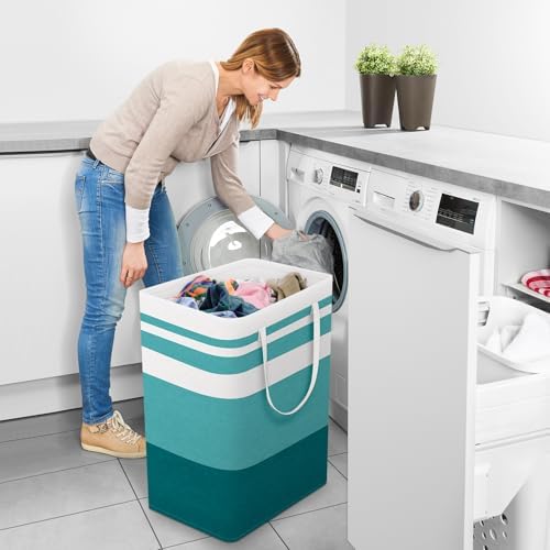 StorageRight Laundry Basket Hamper, 75L Collapsible Clothes Storage, Green - Image 6