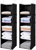 BOOMIBOO Hanging Closet Organize and Shelves,5-Hanging Shelf（2 Pack,Black） | with 2 Side Pockets，Storage Foldable by BOOMIBOO