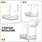 Under Sink Organizer Upgrade To Professional Rails,2-Tier Dual Pull Out Cabinet Storage,Height Adjustable Slide Out Drawers For Bathroom Kitchen,2 Pack-14.5" Dx12.8-16.9" H,White - Image 5
