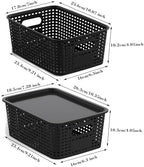 ORGIDOL Plastic Storage Basket with Lids 12 Pack Stackable Black Storage Bins Containers with Lid, Decorative Storage Boxes for Organizing Shelves, Drawers, Playroom, Classroom, Office, Closet - Image 7