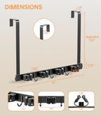 Broom Holder Over The Door with Hooks -304 Stainless Steel (Black) - Image 5