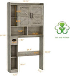 Vabches Over The Toilet Storage Cabinet with 2 Barn Doors, Grey - Image 2
