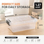 Superio 1.27 Quart Clear Plastic Storage Containers with Lids, Stackable Organizer Bins, BPA-Free Storage Boxes for Home, Office, Dorm & Classroom, 4 Pack - Image 3