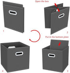 Yunkeeeper storage bins Cubes, Fabric Cube Organizer with Handle, Foldable Cube Bins for Cloth or Accessary Storage, 11x11x11, Set of 3,(Gray) - Image 6