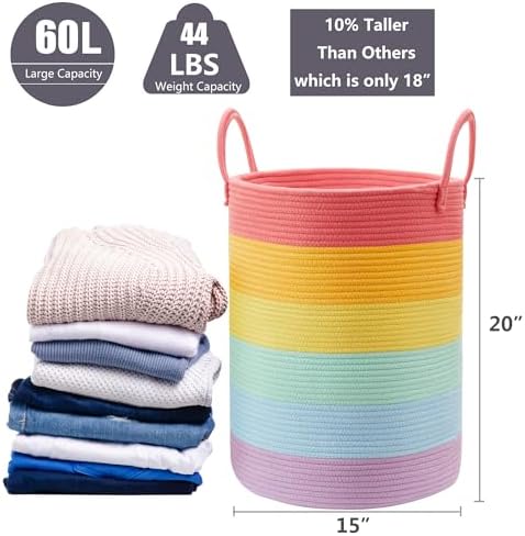 60L Rainbow Baby Girls Kids Laundry Basket Hamper for Nursery - Image 3
